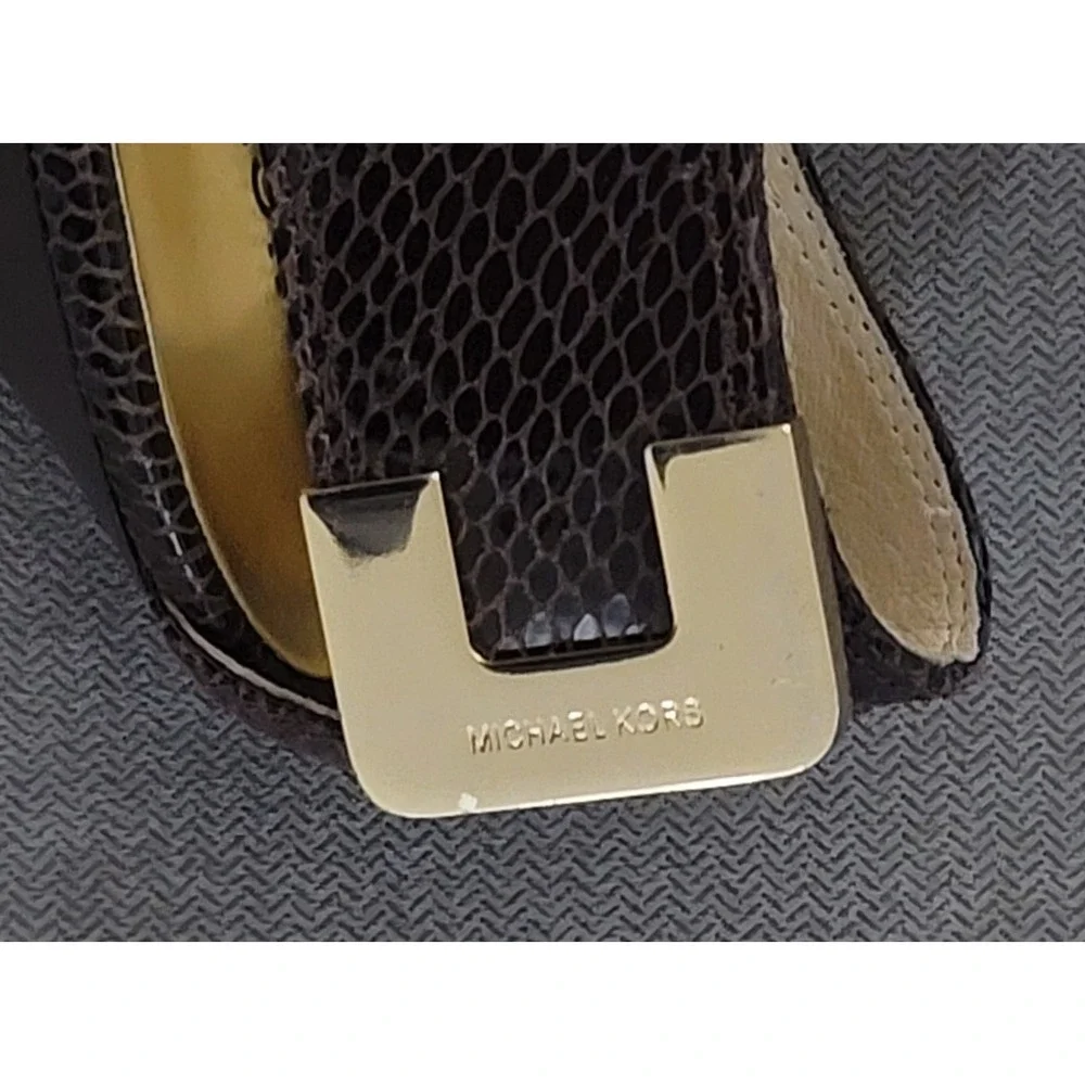 Michael Kors Beverly Brown Genuine Snake‎ Skin Sandals Heels Size 7.5 M